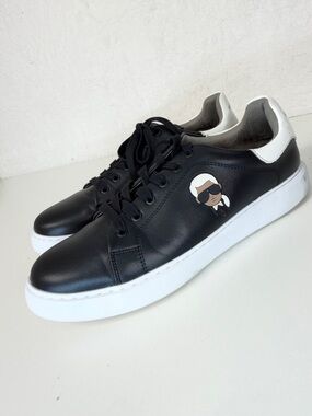 Karl Lagerfeld Picard Sneakers Black Leather Karl Head Size 11.5 designer shoes